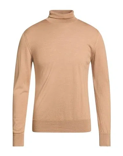 Eleventy Platinum Man Turtleneck Camel Size S Wool, Silk In Nude