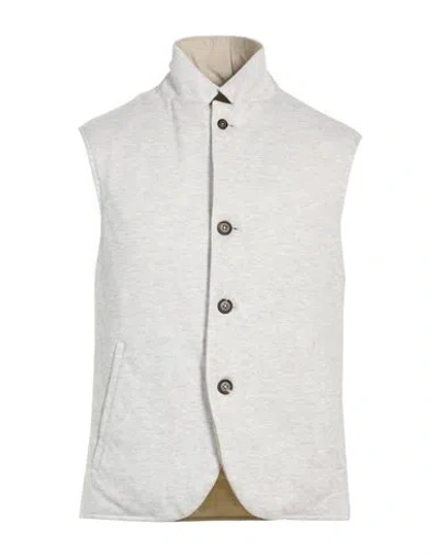 Eleventy Platinum Man Vest Light Grey Size 46 Linen, Cotton, Sheepskin In White