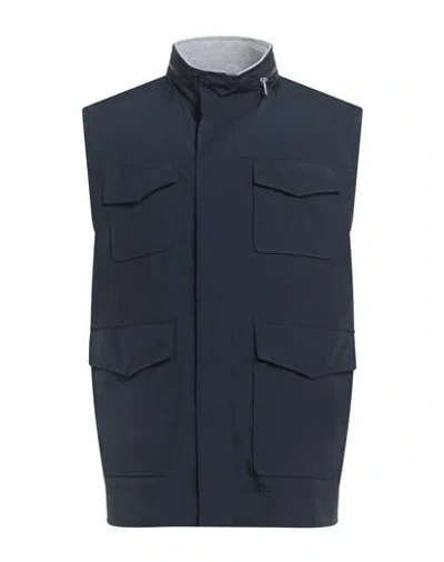 Eleventy Platinum Man Vest Midnight Blue Size 40 Wool, Polyamide