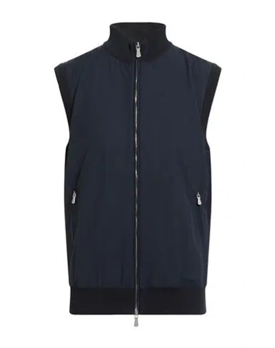 Eleventy Platinum Man Vest Navy Size L Wool, Polyamide, Cotton In Blue