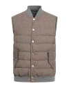 Eleventy Platinum Man Vest Taupe Size L Wool, Silk, Linen In Brown