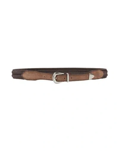 Eleventy Platinum Woman Belt Chocolate Brown Size 38 Textile Fibers, Leather