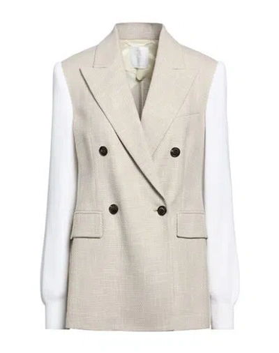Eleventy Platinum Woman Blazer Beige Size 2 Wool, Cotton, Silk, Linen In Brown