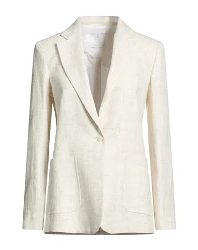 Eleventy Platinum Woman Blazer Ivory Size 0 Linen, Wool In Neutral