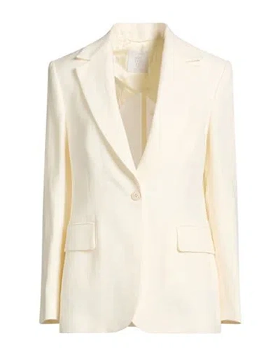 Eleventy Platinum Woman Blazer Ivory Size 8 Linen, Wool In Animal Print