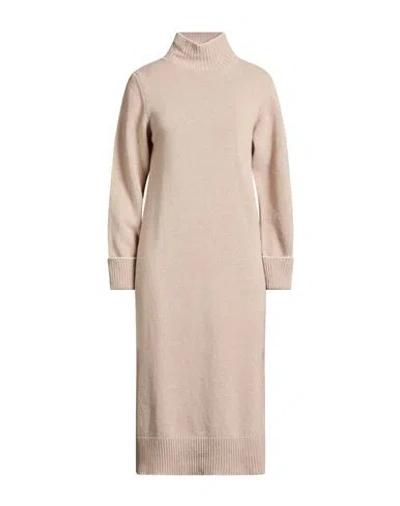 Eleventy Platinum Woman Midi Dress Beige Size L Wool, Cashmere In Neutral
