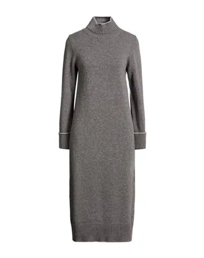 Eleventy Platinum Woman Midi Dress Grey Size L Wool, Cashmere In Gray