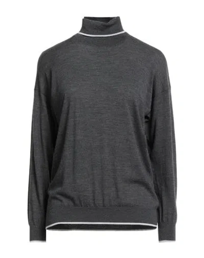 Eleventy Platinum Woman Turtleneck Charcoal Size S Wool In Black