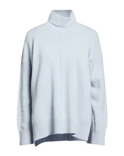 Eleventy Platinum Woman Turtleneck Light Blue Size L Wool, Cashmere