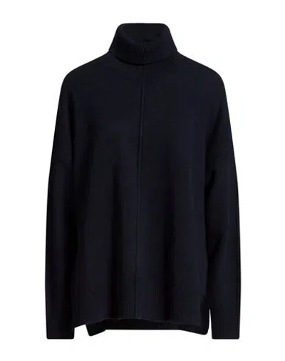 Eleventy Platinum Woman Turtleneck Midnight Blue Size L Wool, Cashmere In Black
