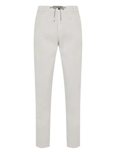 Eleventy Pleat-detail Drawstring Chino Trousers In White