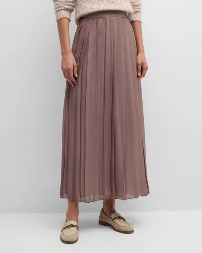 Eleventy Pleated A-line Maxi Skirt In Mauve