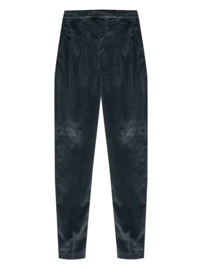Eleventy Pleated Corduroy Trousers In Blue