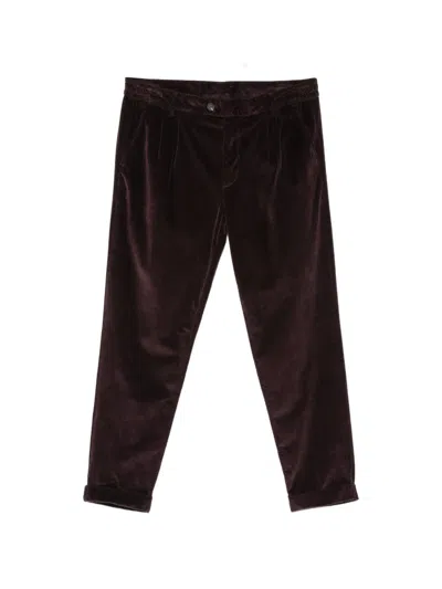 Eleventy Pleated Corduroy Trousers In Burgundy
