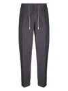 Eleventy Pleated Drawstring Tapered Trousers In Black