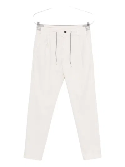 Eleventy Pleated Drawstring Trousers In White