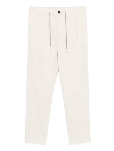 Eleventy Pleated Drawstring Trousers In White