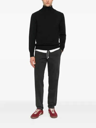 Eleventy Pleated Drawstring Trousers In Black