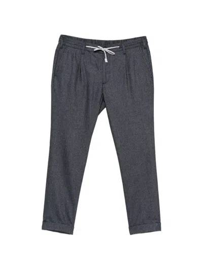 Eleventy Pleated Drawstring Trousers In Blue