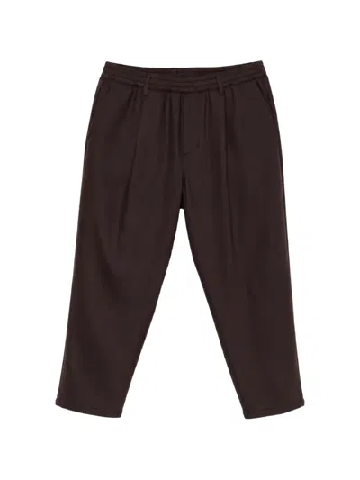 Eleventy Pleated Elasticated-waistband Trousers In Brown