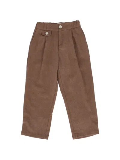 Eleventy Pleated Flap-pocket Trousers In Brown