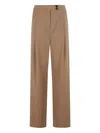 Eleventy Wide-leg Trousers With Front Pleats In Brown