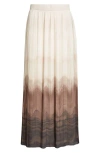 Eleventy Pleated Ombré Midi Skirt In Sand