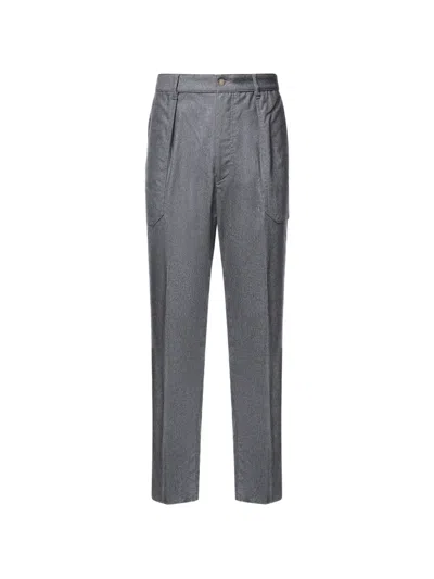Eleventy Pleated Patch-pocket Jeans In Gray