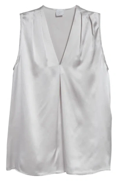 Eleventy Pleated Sleeveless Silk Satin Top