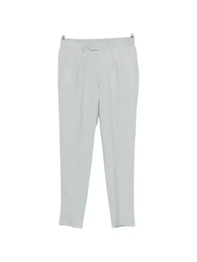 Eleventy Pleated Straight-leg Trousers In Blue