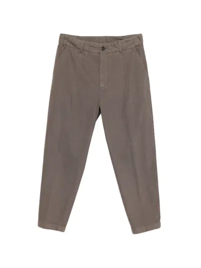 Eleventy Pleated Straight-leg Trousers In Brown