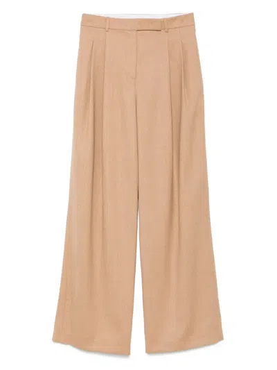 Eleventy Wide-leg-hose Mit Bundfalten In Brown