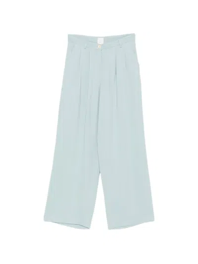 Eleventy Kids' Pleated Wide-leg Trousers In Blue