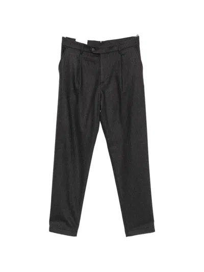 Eleventy Pleated Wool Trousers In Black
