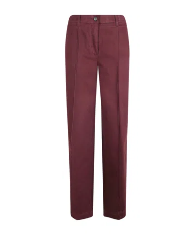 Eleventy Pleated Zipper Casual Pants In Burgundy