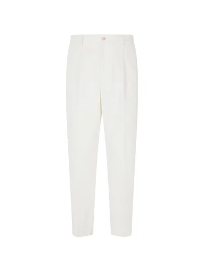 Eleventy Pleated-detail Tailored Trousers In White
