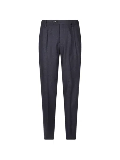 Eleventy Pleated-front Tailored Trousers In Blue
