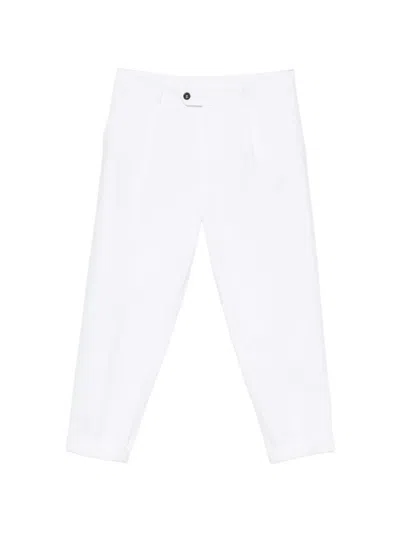 Eleventy Pleated-front Tailored Trousers In White