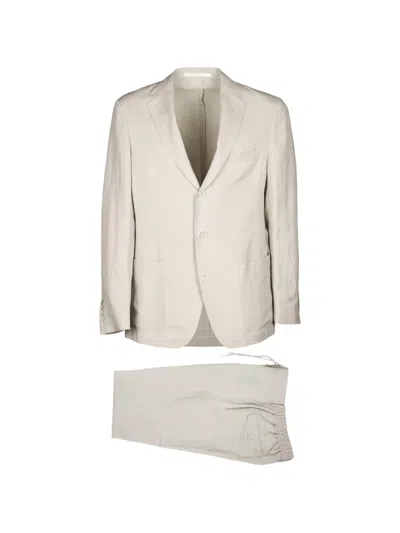 Eleventy Pocket Drawstring Suit In Neutral