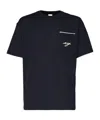 Eleventy Embroidered Cotton Pocket T-shirt In Blue