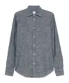 Eleventy Shirt Italian Collar Cuffed Sleeves In Gray