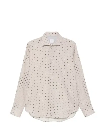 Eleventy Polka-dot Cotton Shirt In White
