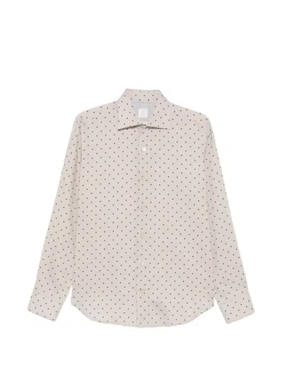 Eleventy Polka-dot Long-sleeve Shirt In Neutral