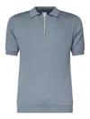 Eleventy Wool Polo Zip Collar In Blue