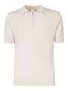 Eleventy Zip Collar Polo Textured Fabric In Beige