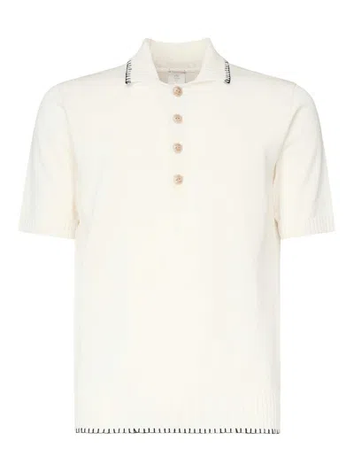 Eleventy Wool Polo Shirt In White