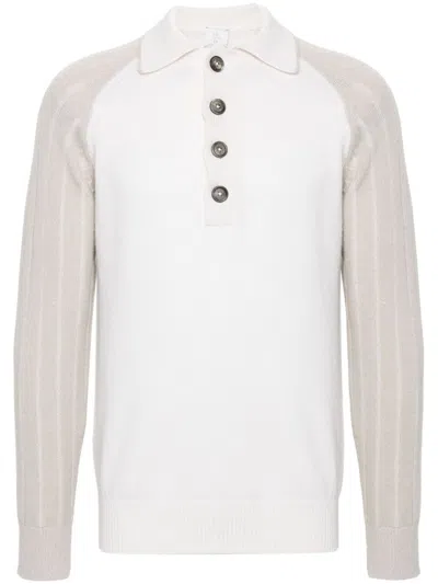 Eleventy Polo-collar Sweater In White