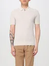 Eleventy Zip Collar Polo Textured Fabric In Sand
