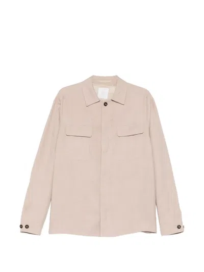 Eleventy Polo-collar Goat Skin Shirt Jacket In Neutral
