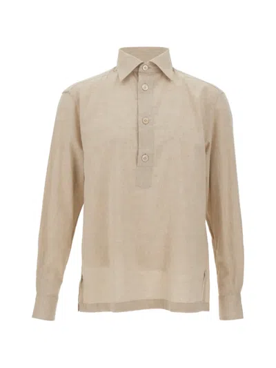 Eleventy Popover Three-button Shirt In Nude